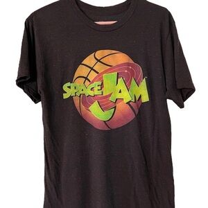 Vintage 90s Space Jam Shirt Sz Medium Bugs Bunny Looney Tunes Black & Red